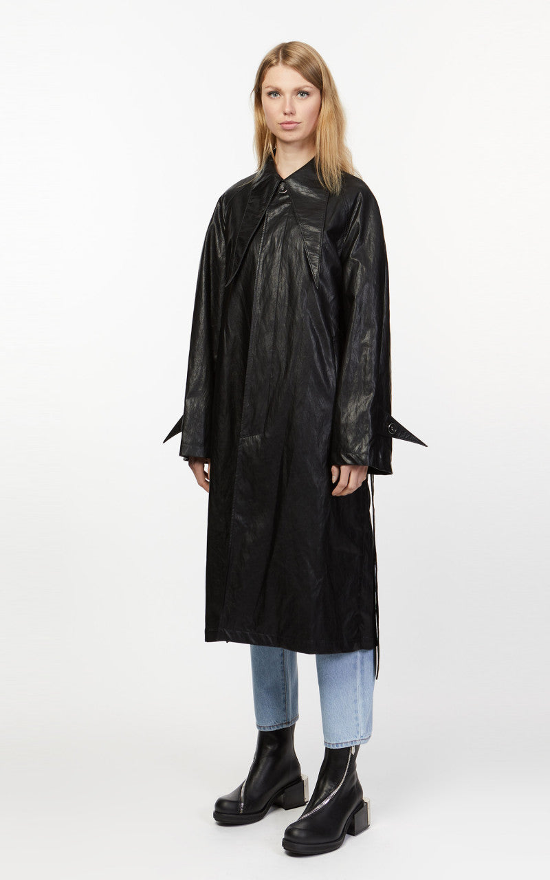 KIMHEKIM Elf Vegan Leather Trench Coat Black