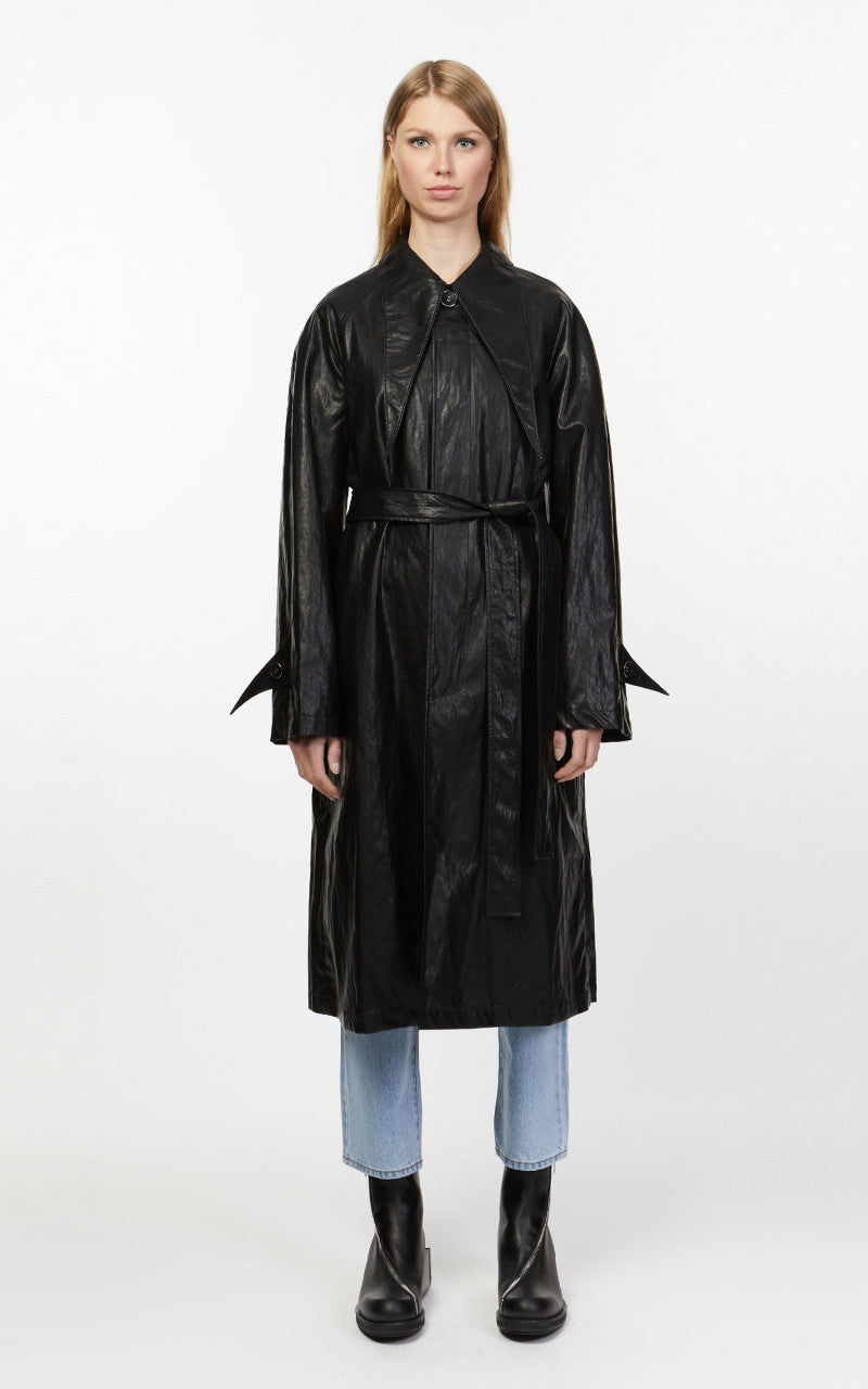 KIMHEKIM Elf Vegan Leather Trench Coat Black
