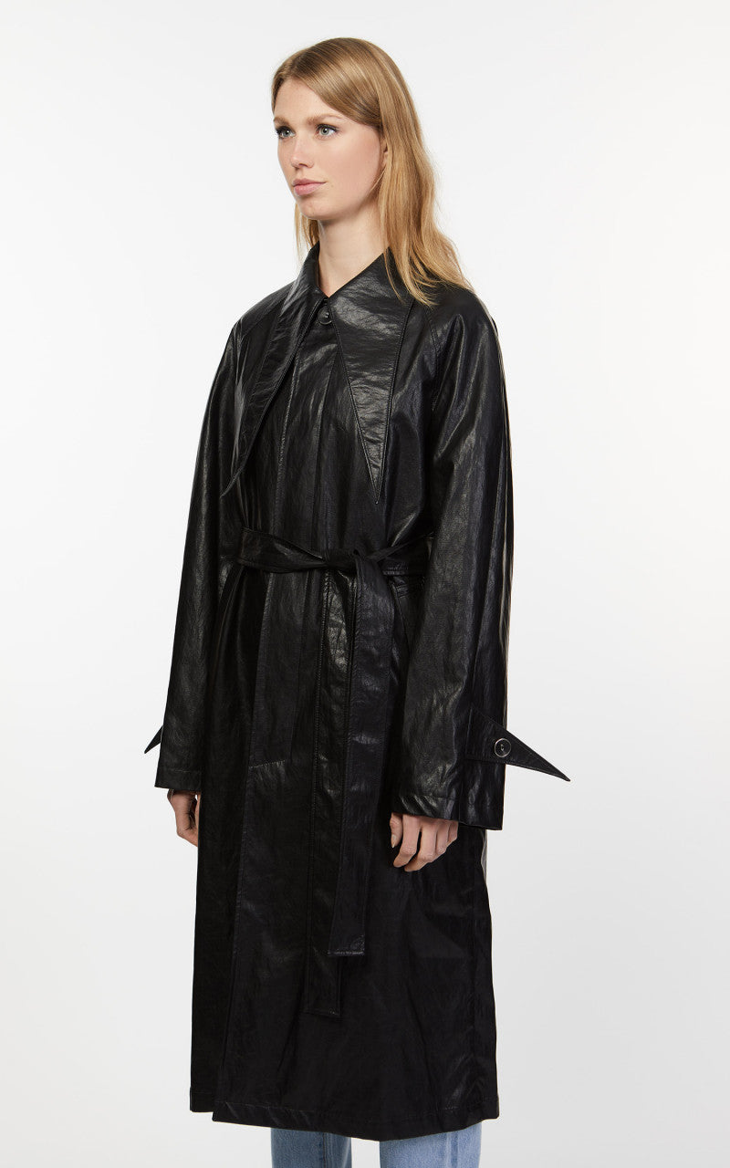 KIMHEKIM Elf Vegan Leather Trench Coat Black