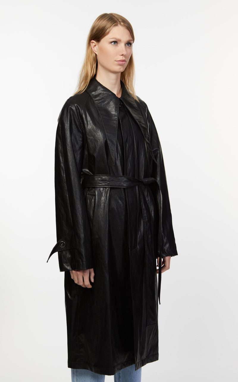 KIMHEKIM Elf Vegan Leather Trench Coat Black