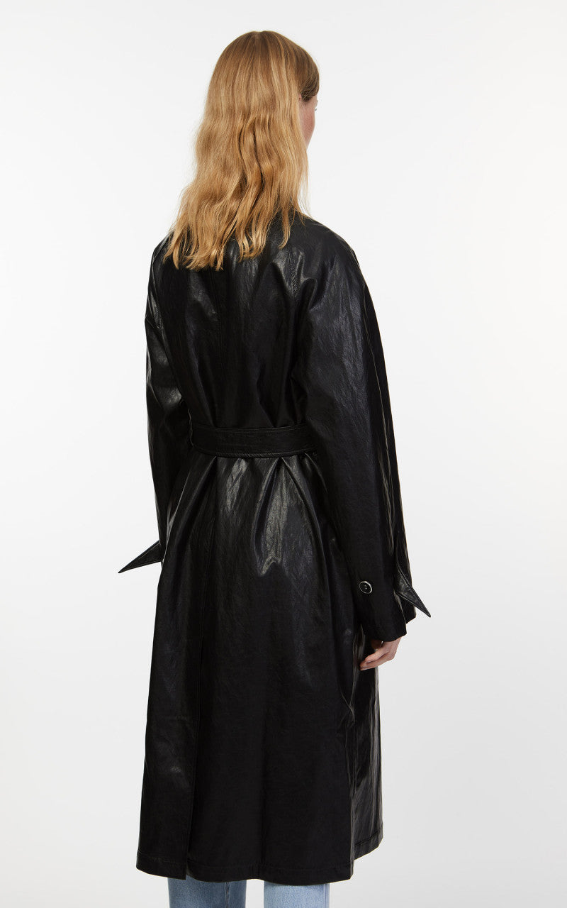 KIMHEKIM Elf Vegan Leather Trench Coat Black