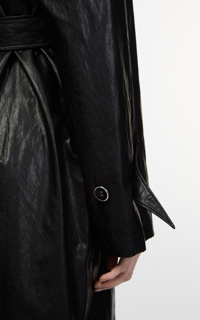 KIMHEKIM Elf Vegan Leather Trench Coat Black