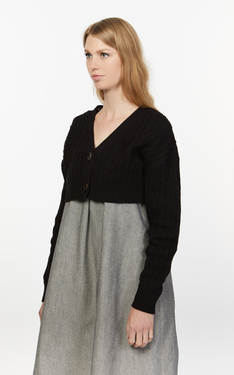 KIMHEKIM Rebecca Cropped Cardigan Black