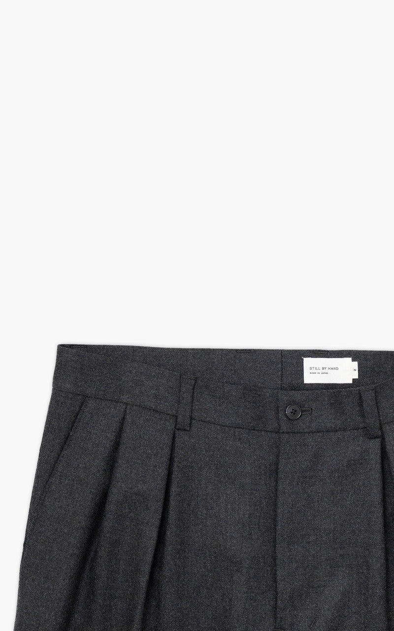 Still By Hand Wide Wool Pants Charcoal