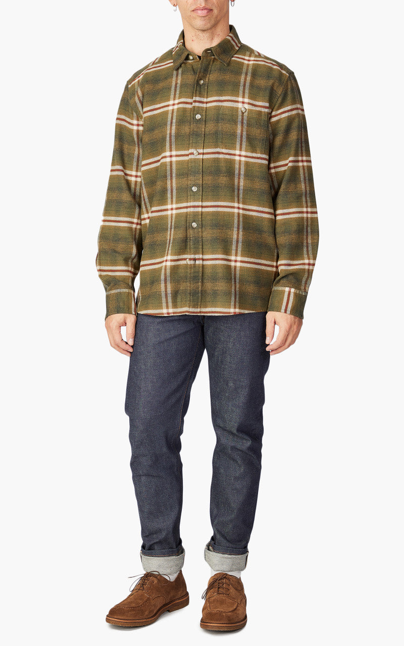 Pendleton Fremont Flannel Shirt Dark Olive/Tan/Red Plaid