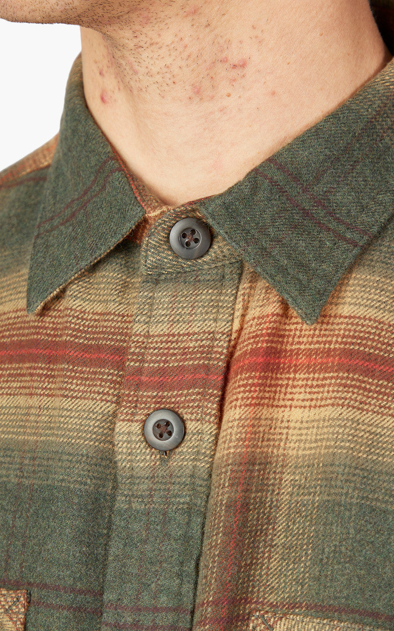 Pendleton Burnside Flannel Shirt Dark Olive/Gold/Red Plaid