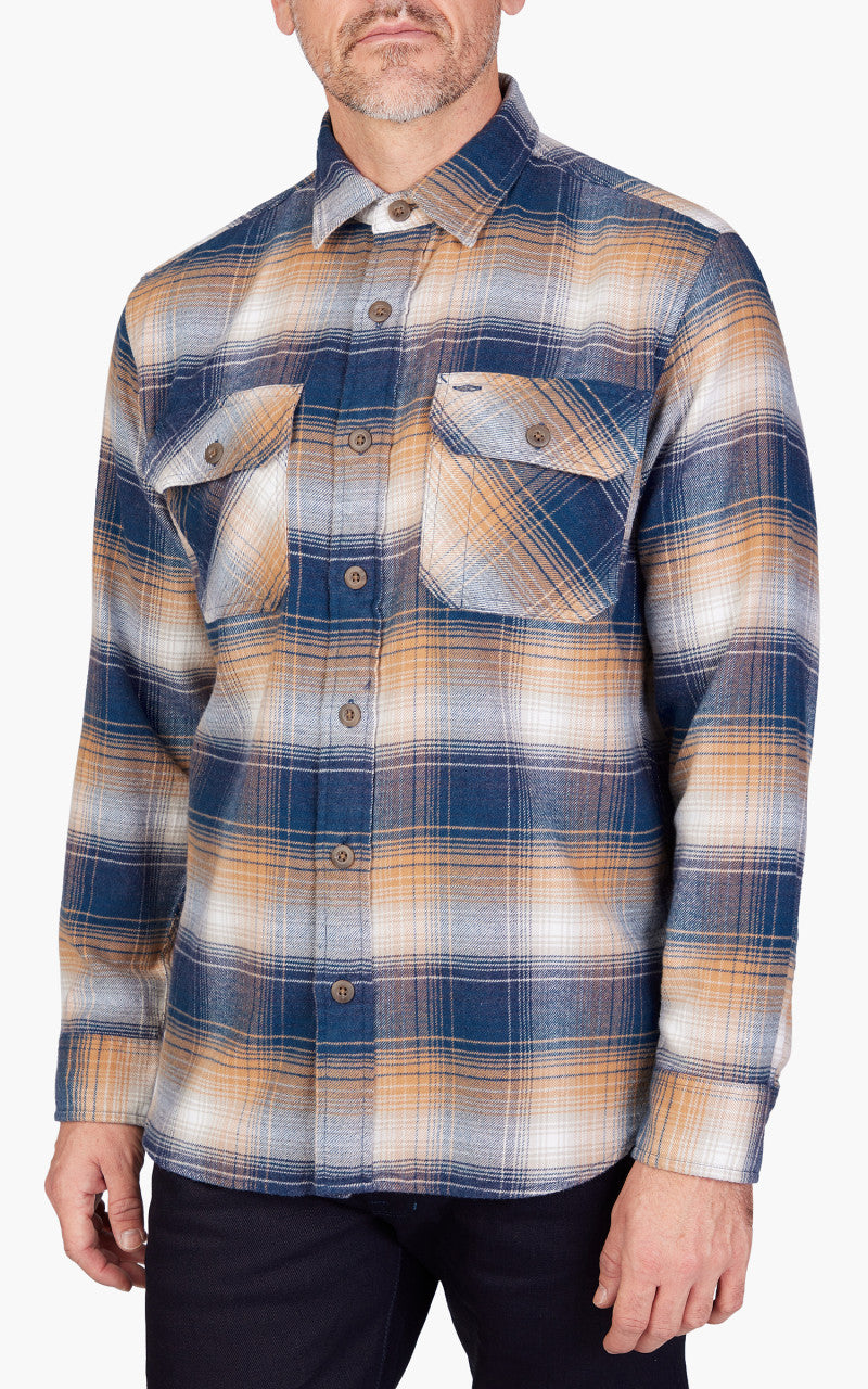 Pendleton Burnside Flannel Shirt Navy/Gold/Tan Plaid