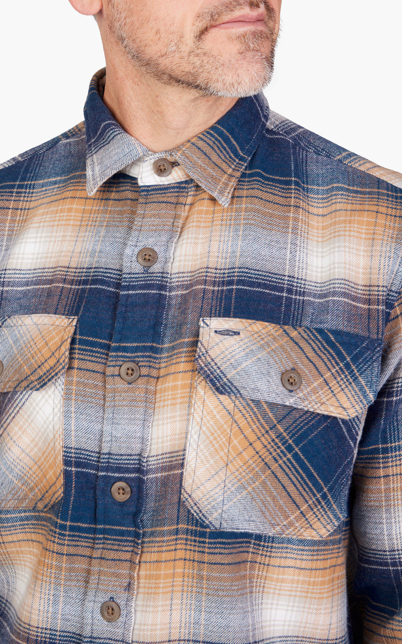 Pendleton Burnside Flannel Shirt Navy/Gold/Tan Plaid