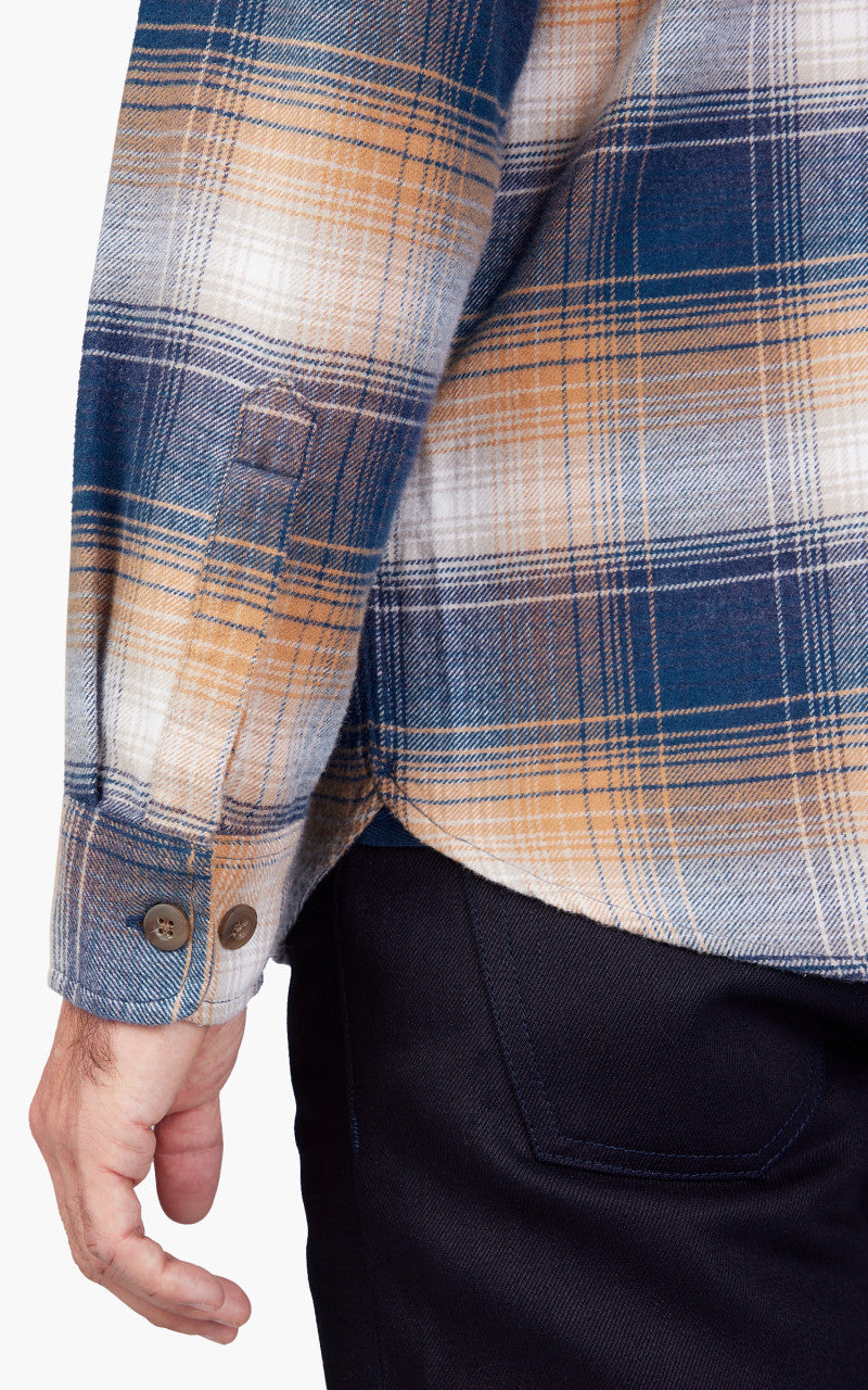 Pendleton Burnside Flannel Shirt Navy/Gold/Tan Plaid