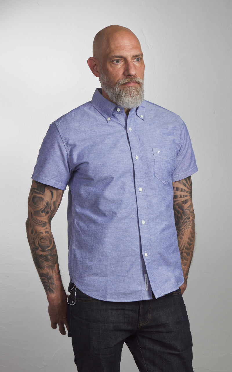 Pherrow’s PBDS1 Short Sleeve Button-Down Oxford Shirt Navy