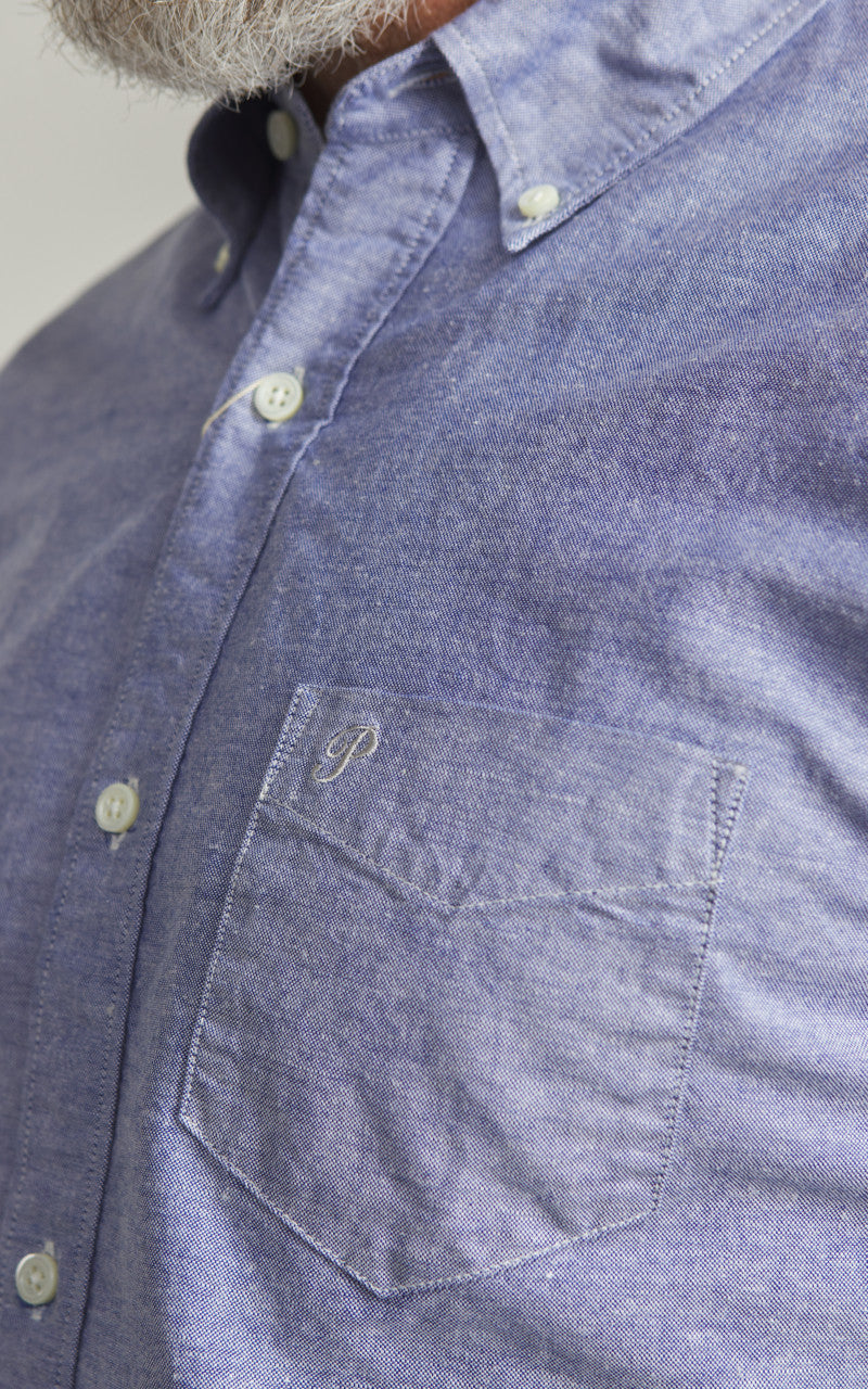 Pherrow’s PBDS1 Short Sleeve Button-Down Oxford Shirt Navy
