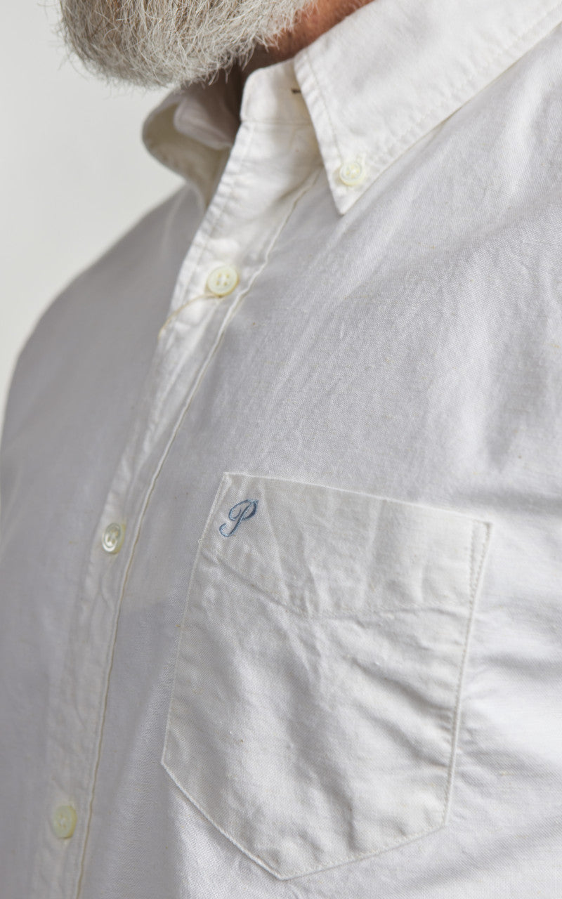 Pherrow’s PBDS1 Short Sleeve Button-Down Oxford Shirt White