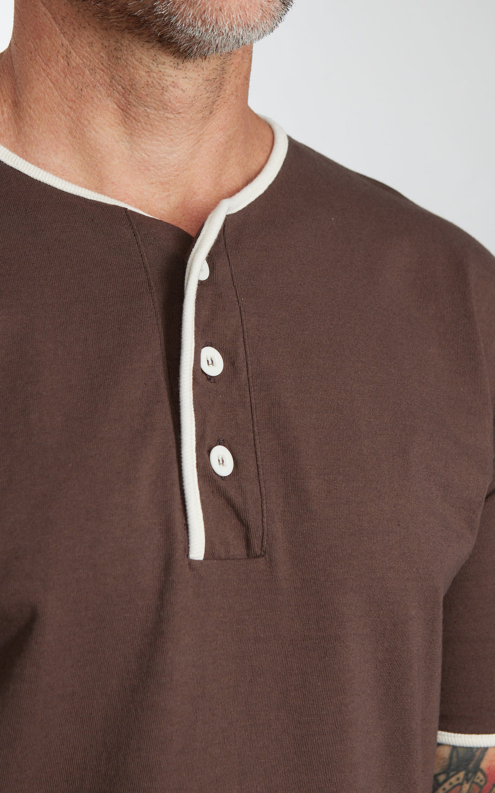 Pherrow's 26S-PPHT1 Henley Short Sleeve Brown