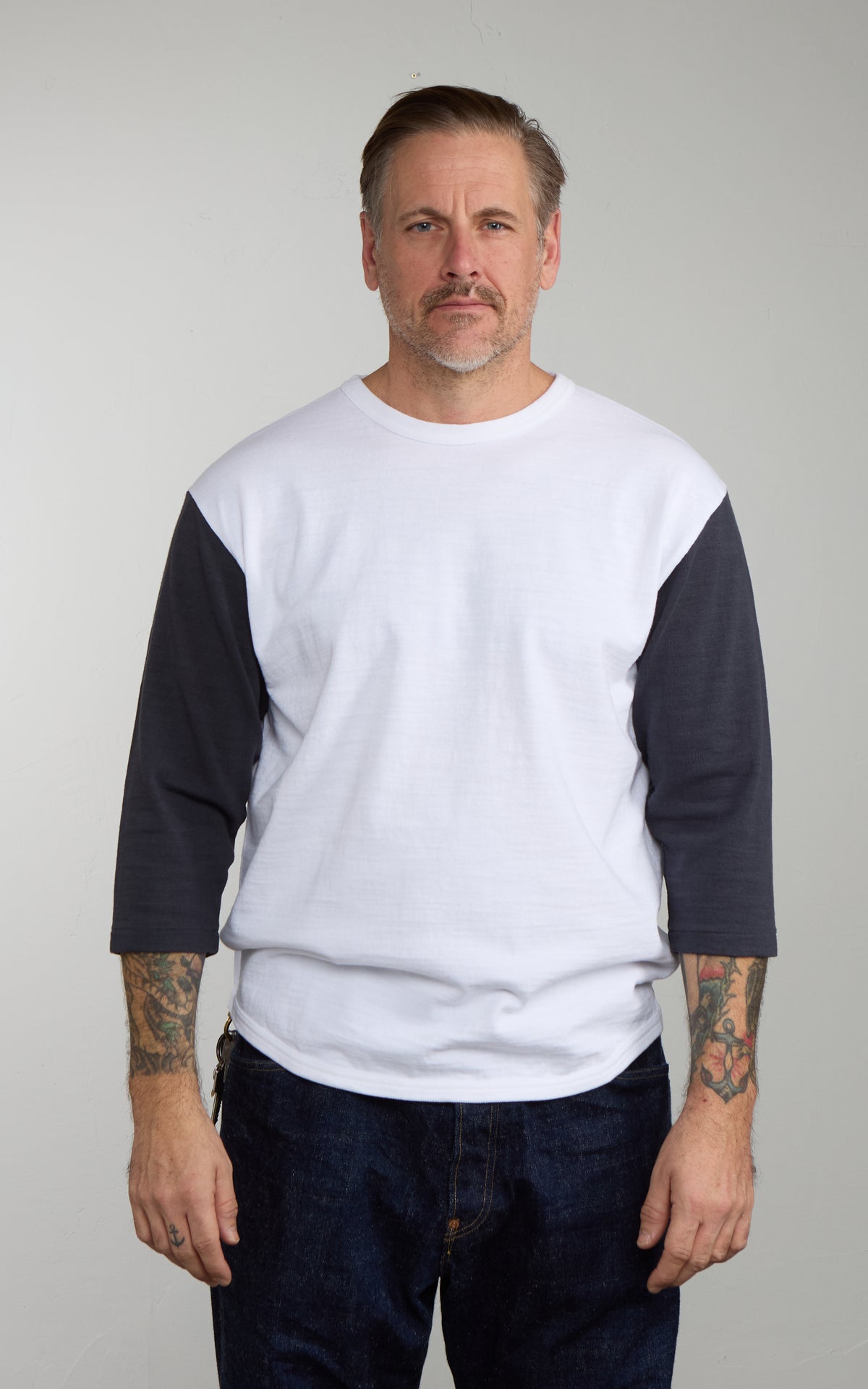 Pherrow's 26W-PBT-TT Five-Quarter Sleeve T-Shirt White/Black