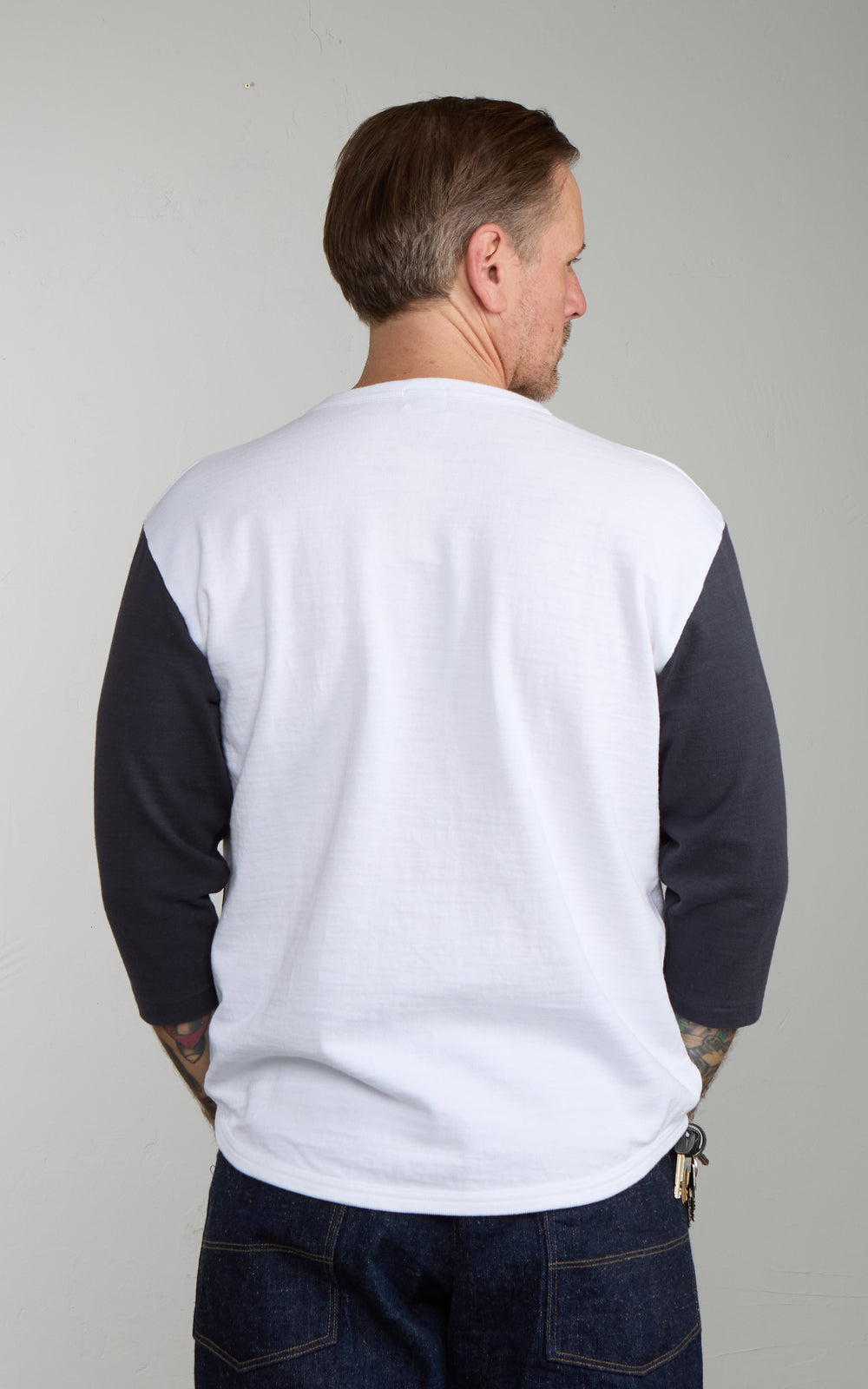Pherrow's 26W-PBT-TT Five-Quarter Sleeve T-Shirt White/Black