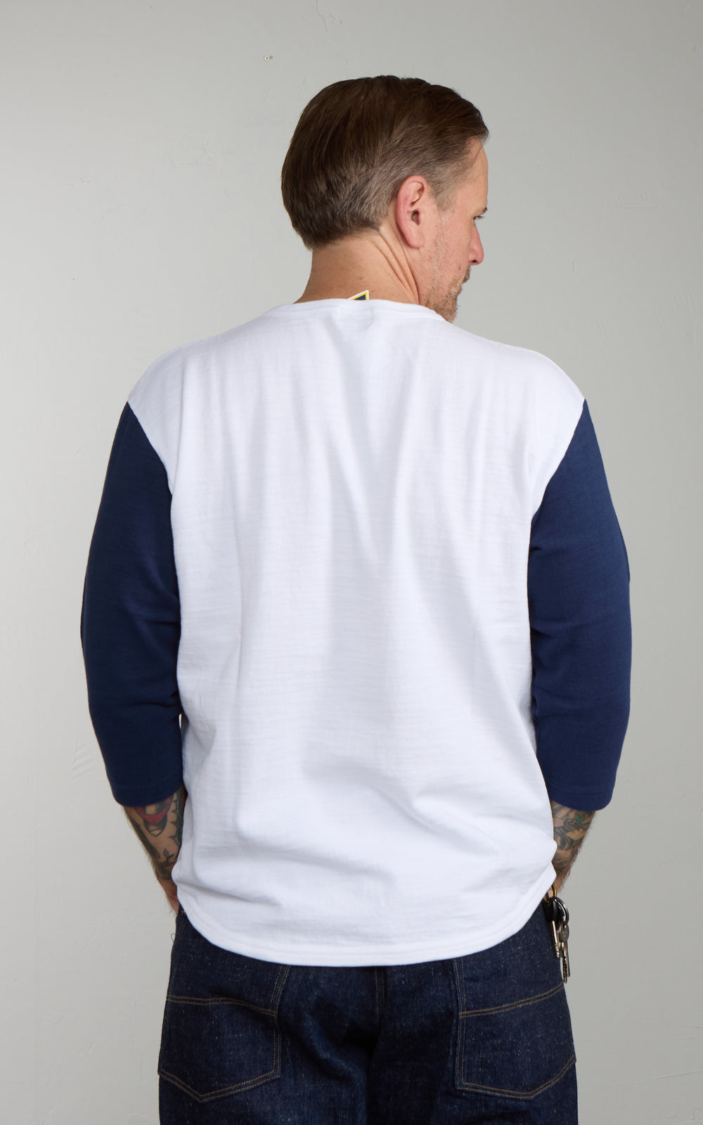 Pherrow's 26W-PBT-TT Five-Quarter Sleeve T-Shirt White/Navy