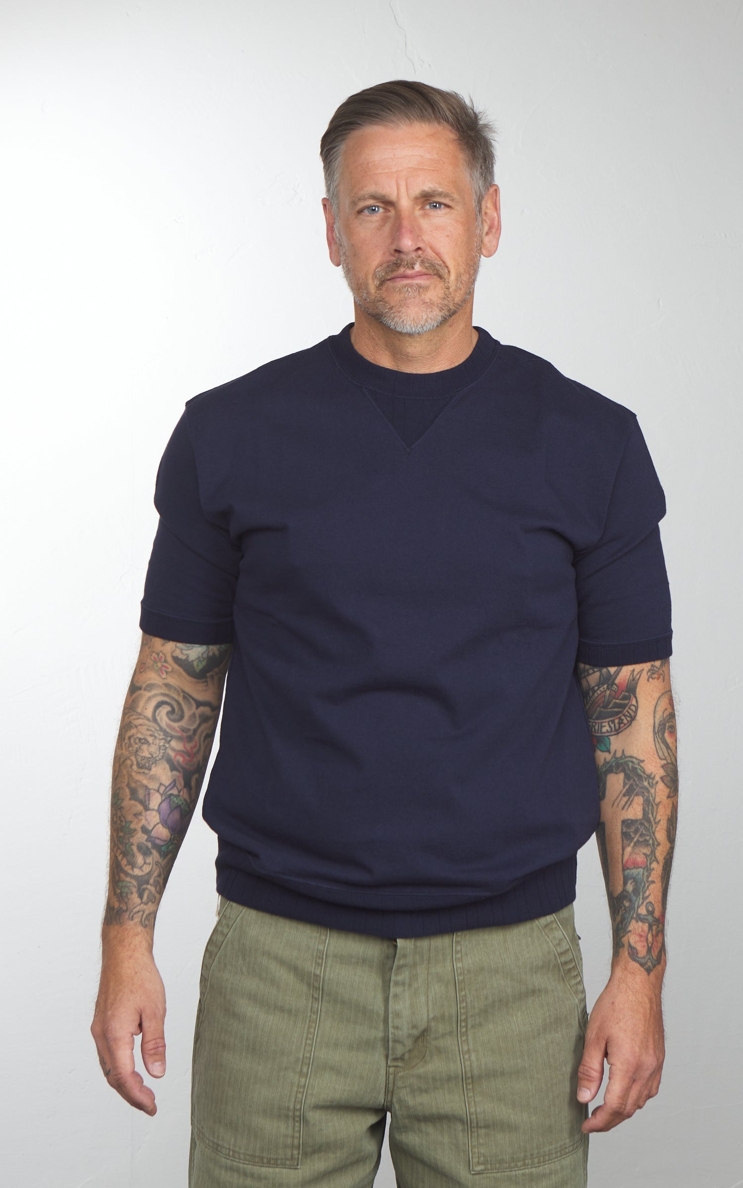 Pherrow's PVGT Plain Sweat T-Shirt Navy