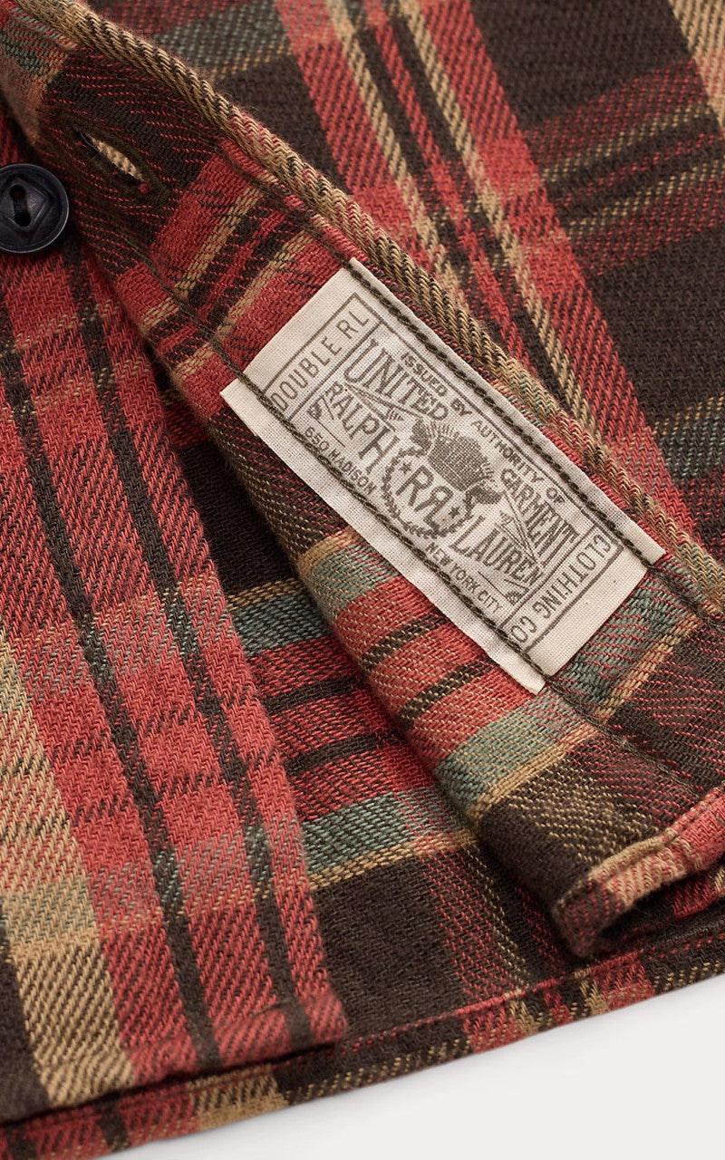 RRL Plaid Twill Workshirt Red/Black Multi