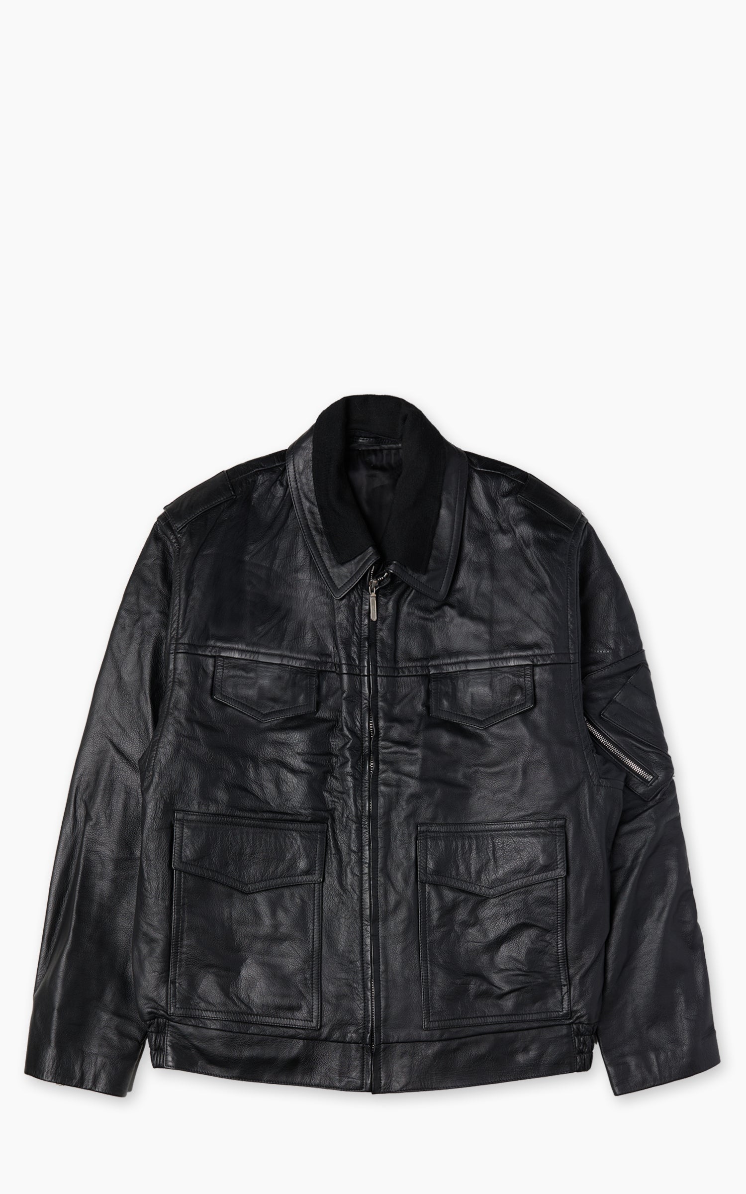 Military Surplus Polizei Leather Jacket Black
