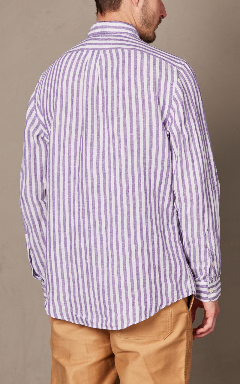 Polo Ralph Lauren Custom Fit Striped Linen Shirt Blue/White