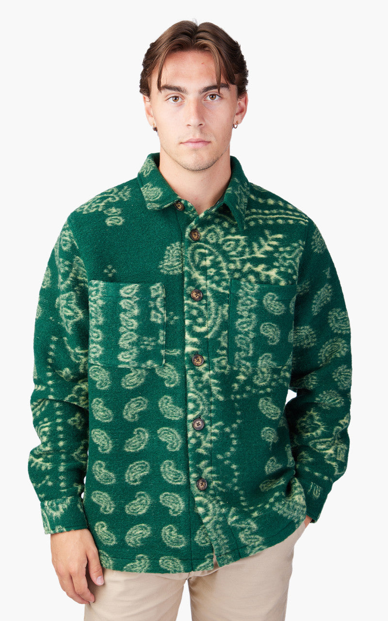 Portuguese Flannel Abstract Paisley Overshirt Green