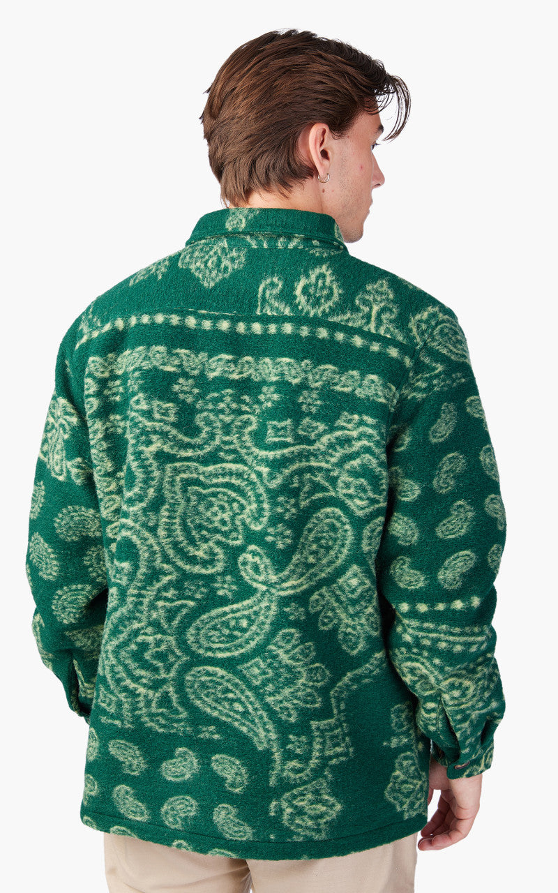 Portuguese Flannel Abstract Paisley Overshirt Green