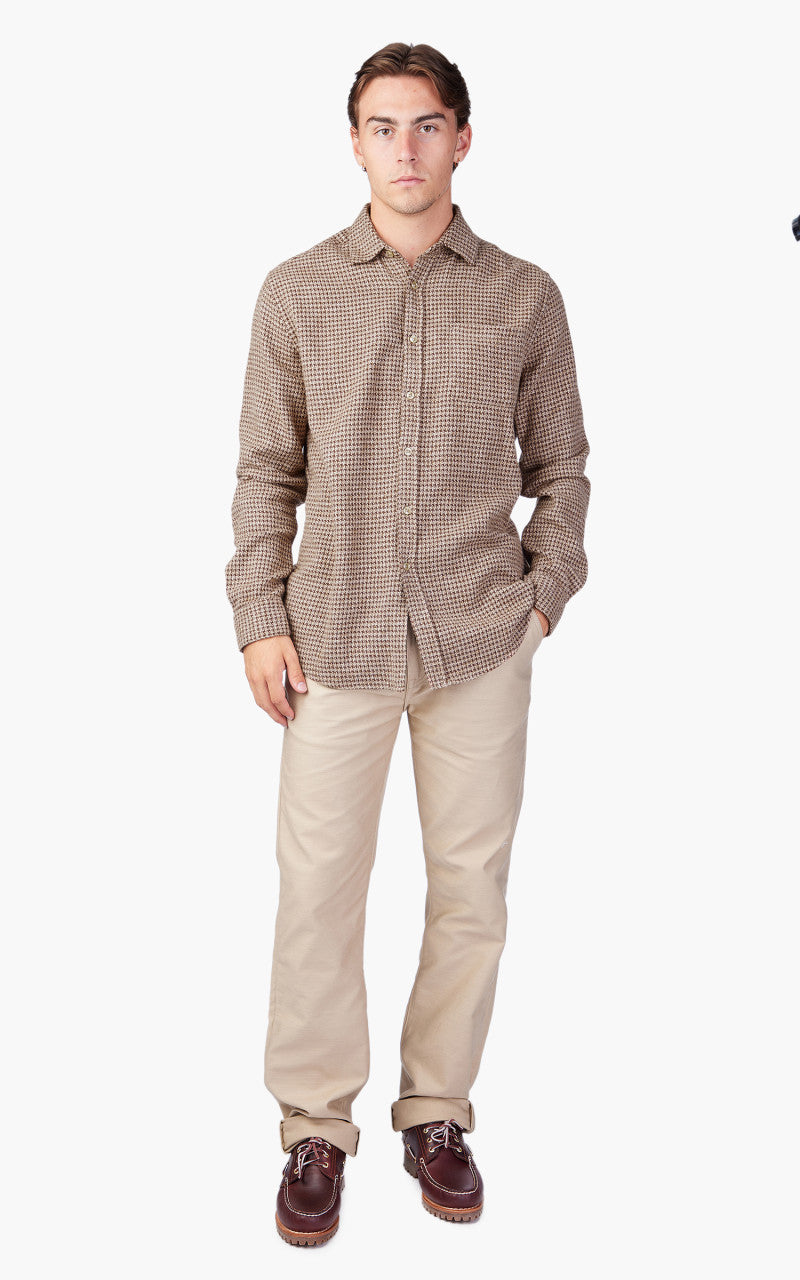 Portuguese Flannel Abstract Pied Poule Shirt Brown