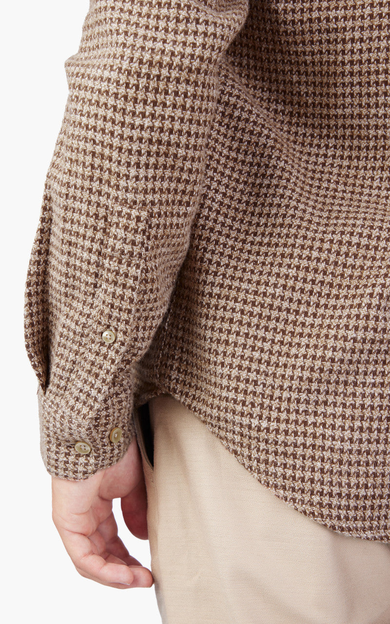 Portuguese Flannel Abstract Pied Poule Shirt Brown