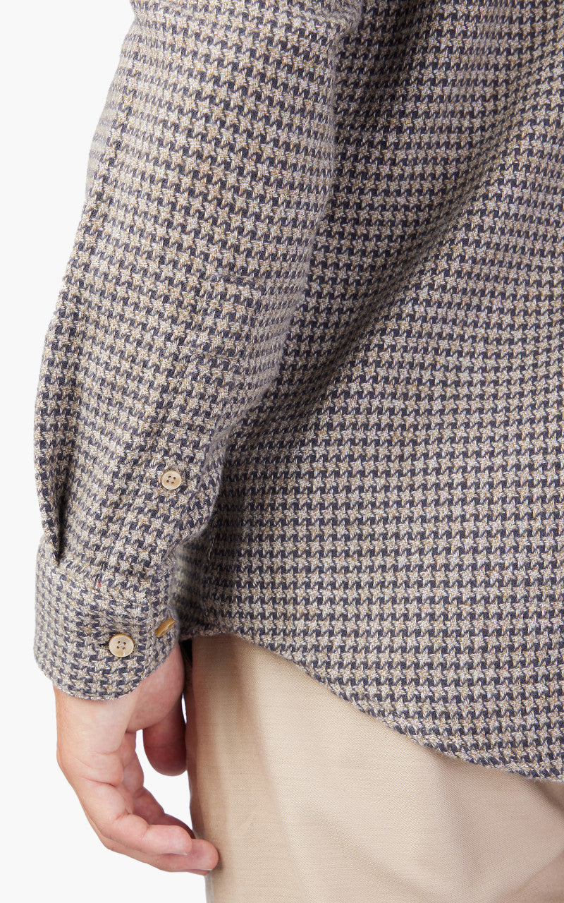 Portuguese Flannel Abstract Pied Poule Shirt Charcoal