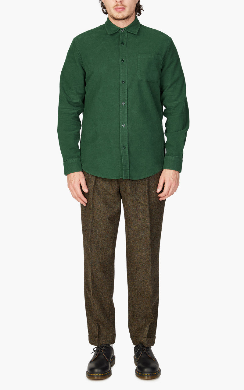 Portuguese Flannel Moleskin Overshirt Green