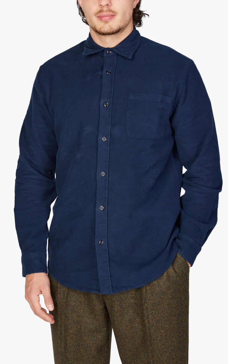 Portuguese Flannel Moleskin Overshirt Navy