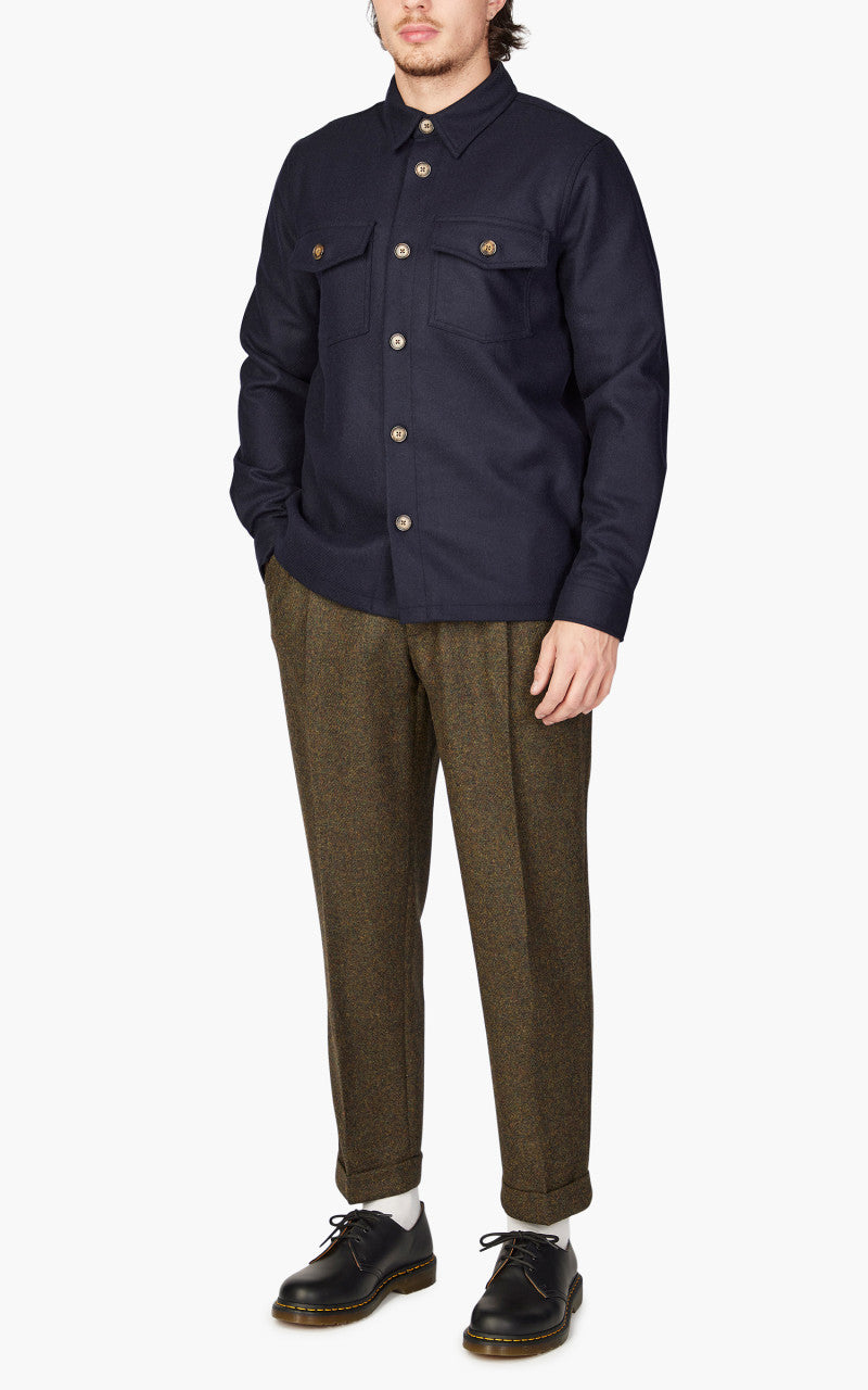 Portuguese Flannel Wool Field Overshirt Navy