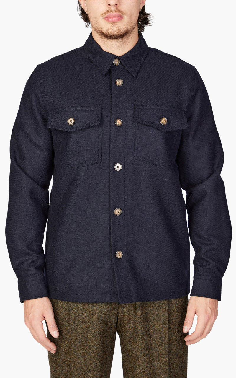 Portuguese Flannel Wool Field Overshirt Navy
