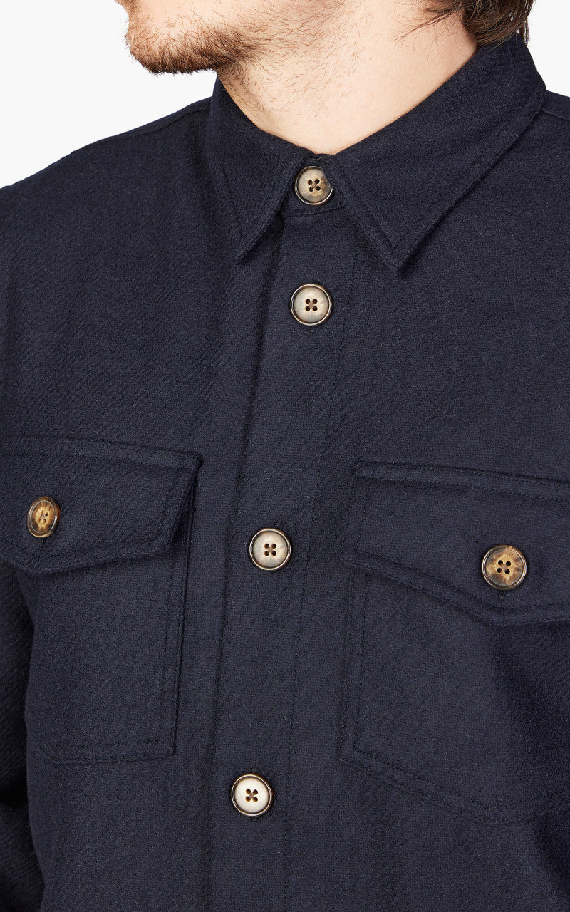 Portuguese Flannel Wool Field Overshirt Navy