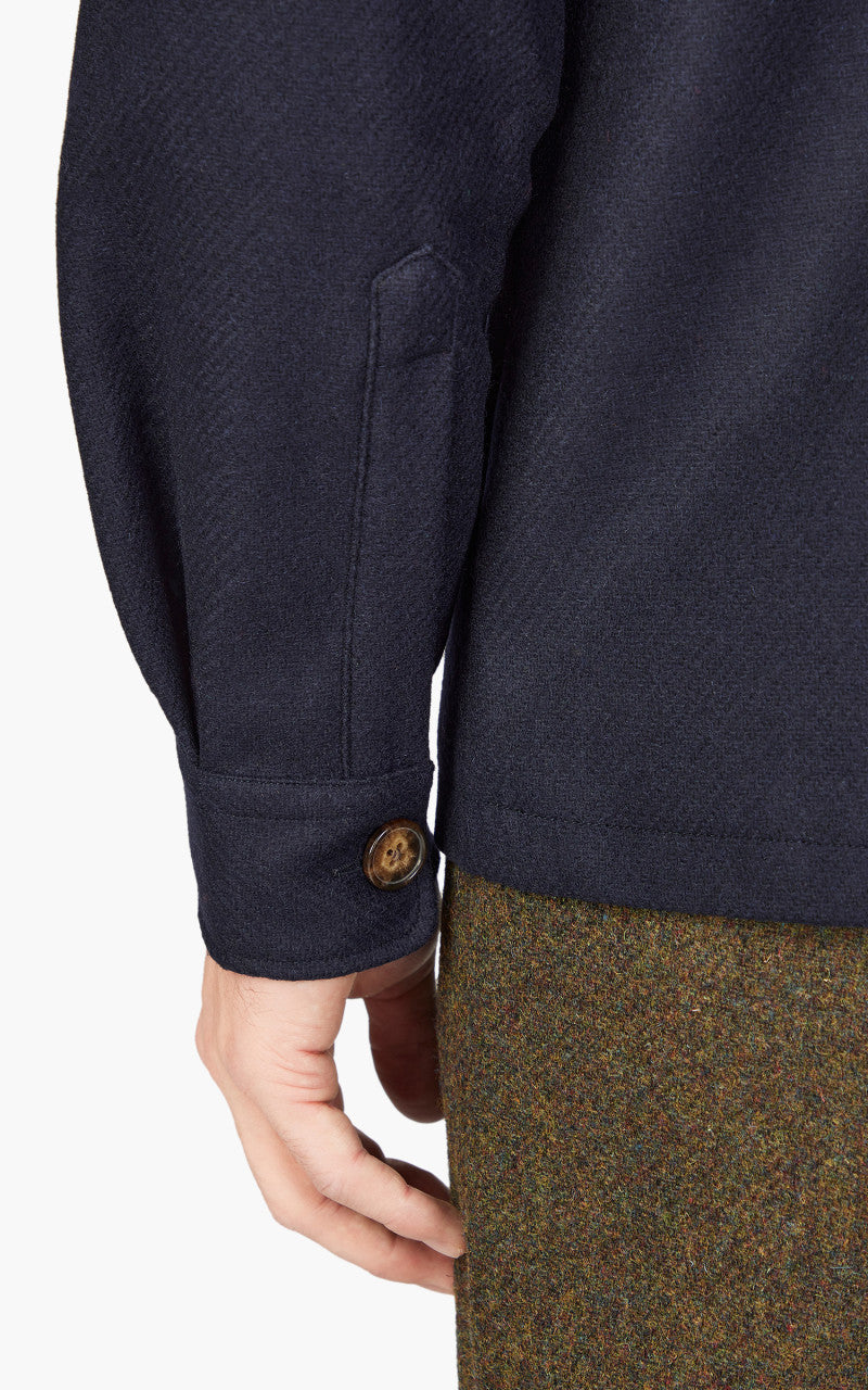 Portuguese Flannel Wool Field Overshirt Navy
