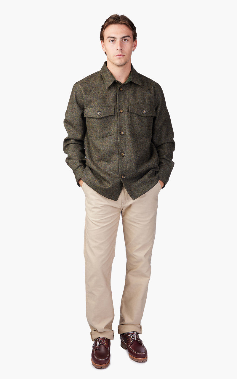 Portuguese Flannel Wool Field Overshirt Forest Green