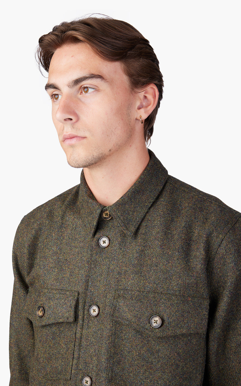 Portuguese Flannel Wool Field Overshirt Forest Green