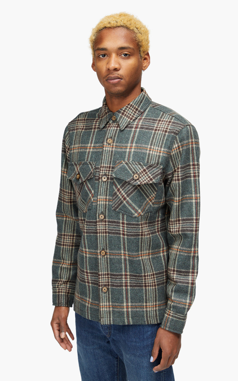 Portuguese Flannel Wool Mesc Overshirt Green