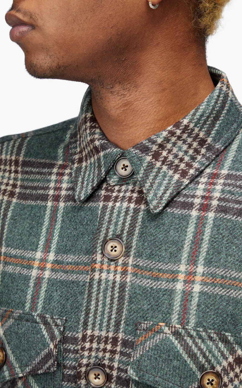 Portuguese Flannel Wool Mesc Overshirt Green