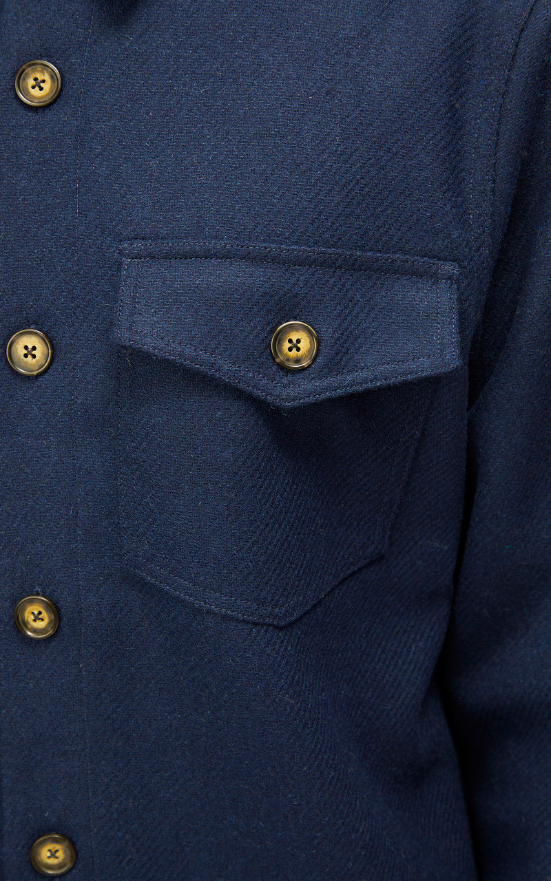 Portuguese Flannel Wool Field Shirt Navy