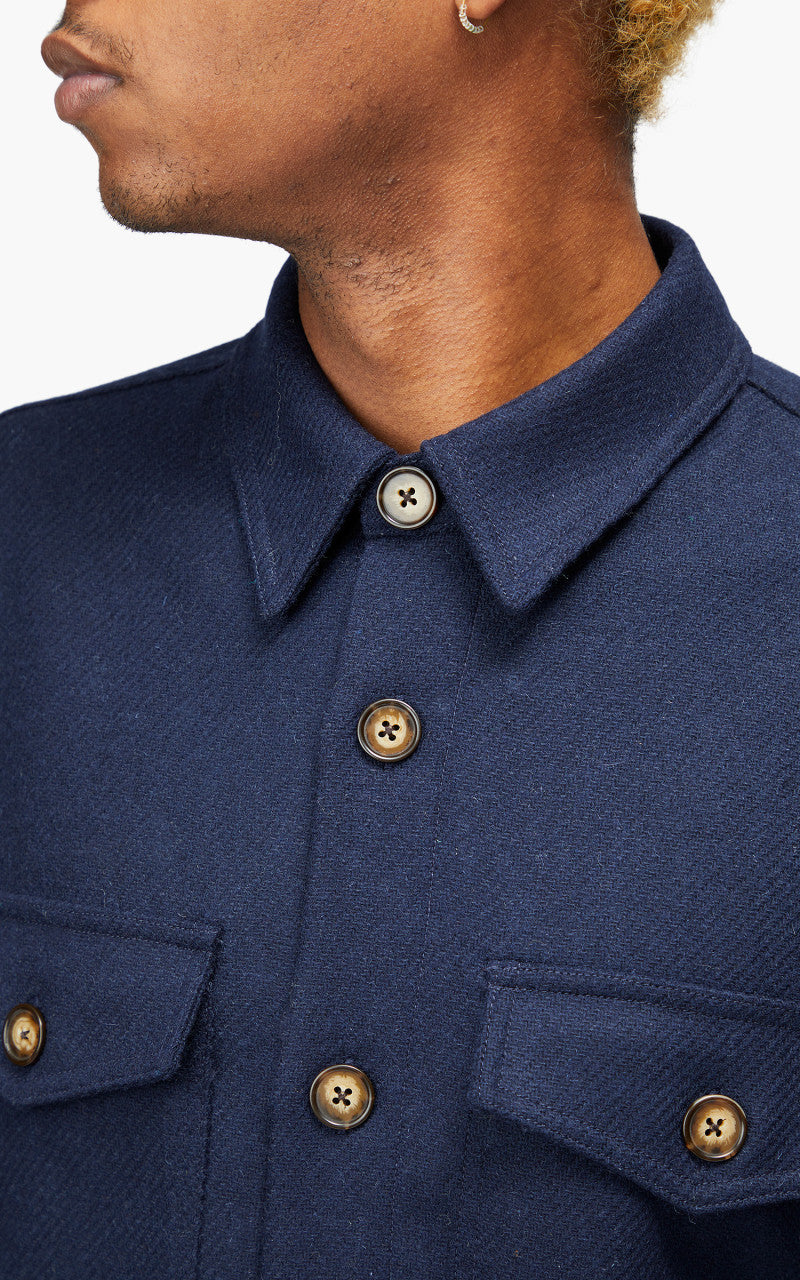 Portuguese Flannel Wool Field Shirt Navy