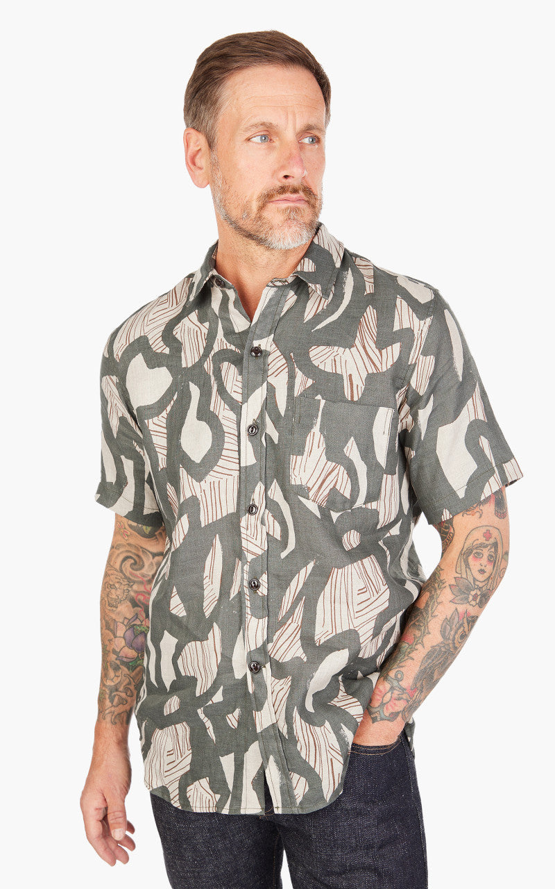 Rogue Territory Oxford Shirt Linen Grey Shapes