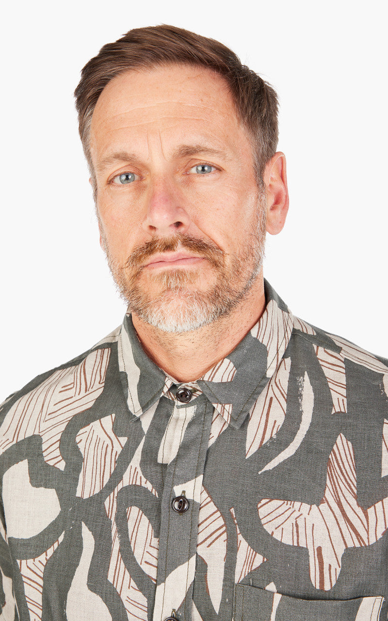 Rogue Territory Oxford Shirt Linen Grey Shapes