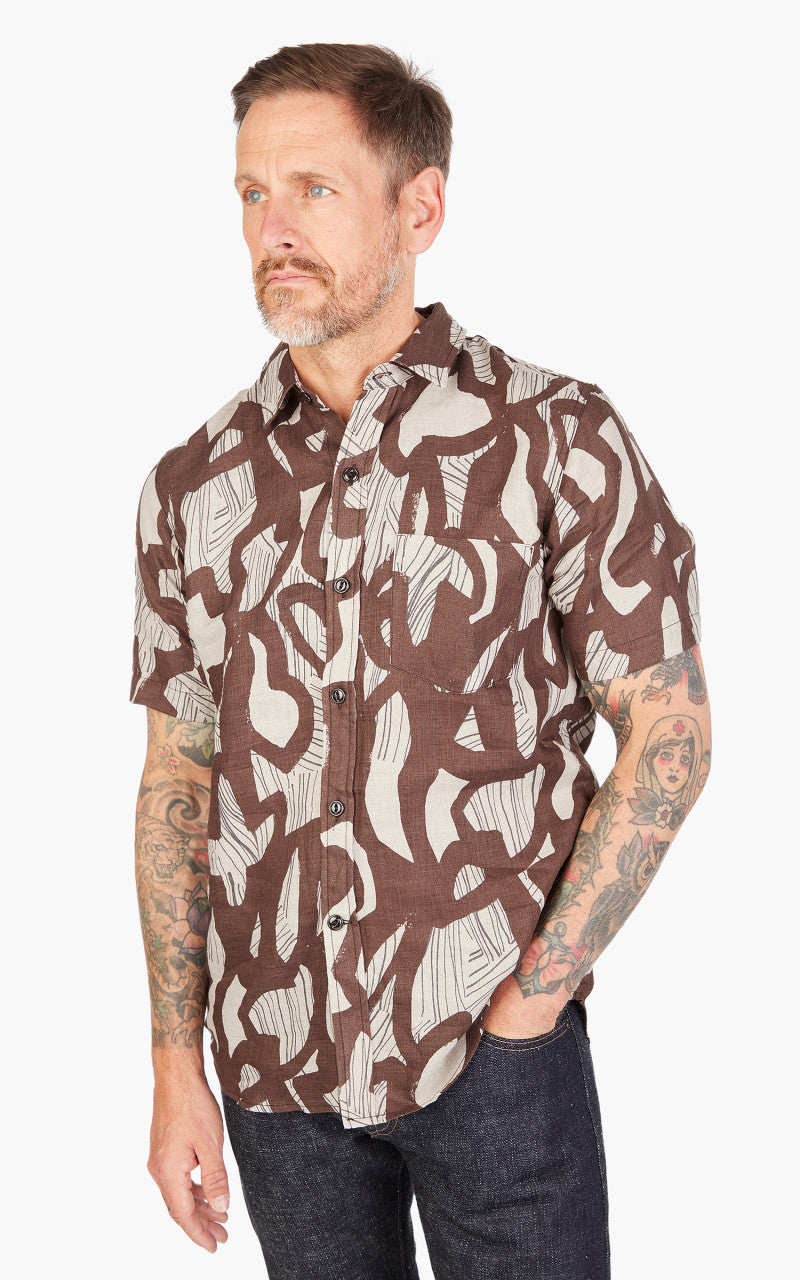 Rogue Territory Oxford Shirt Linen Brown Shapes