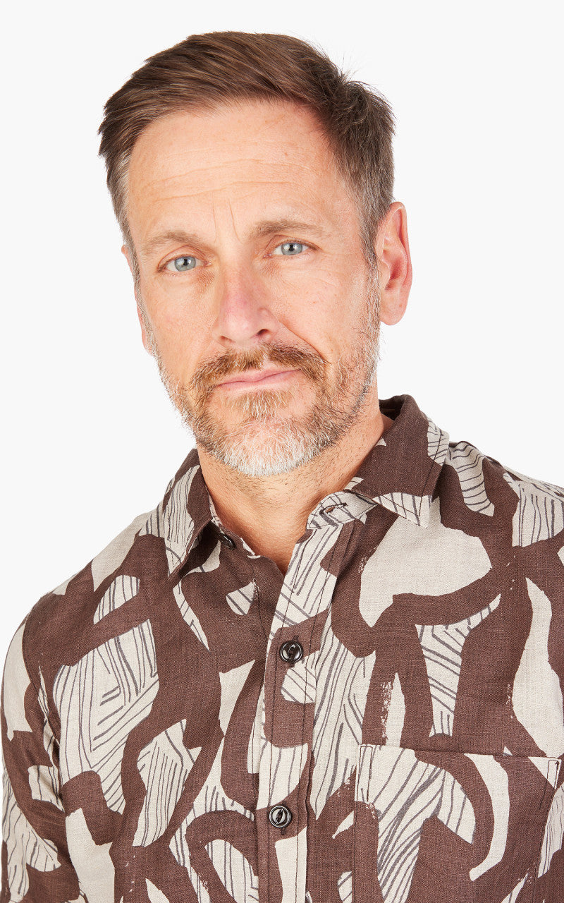 Rogue Territory Oxford Shirt Linen Brown Shapes