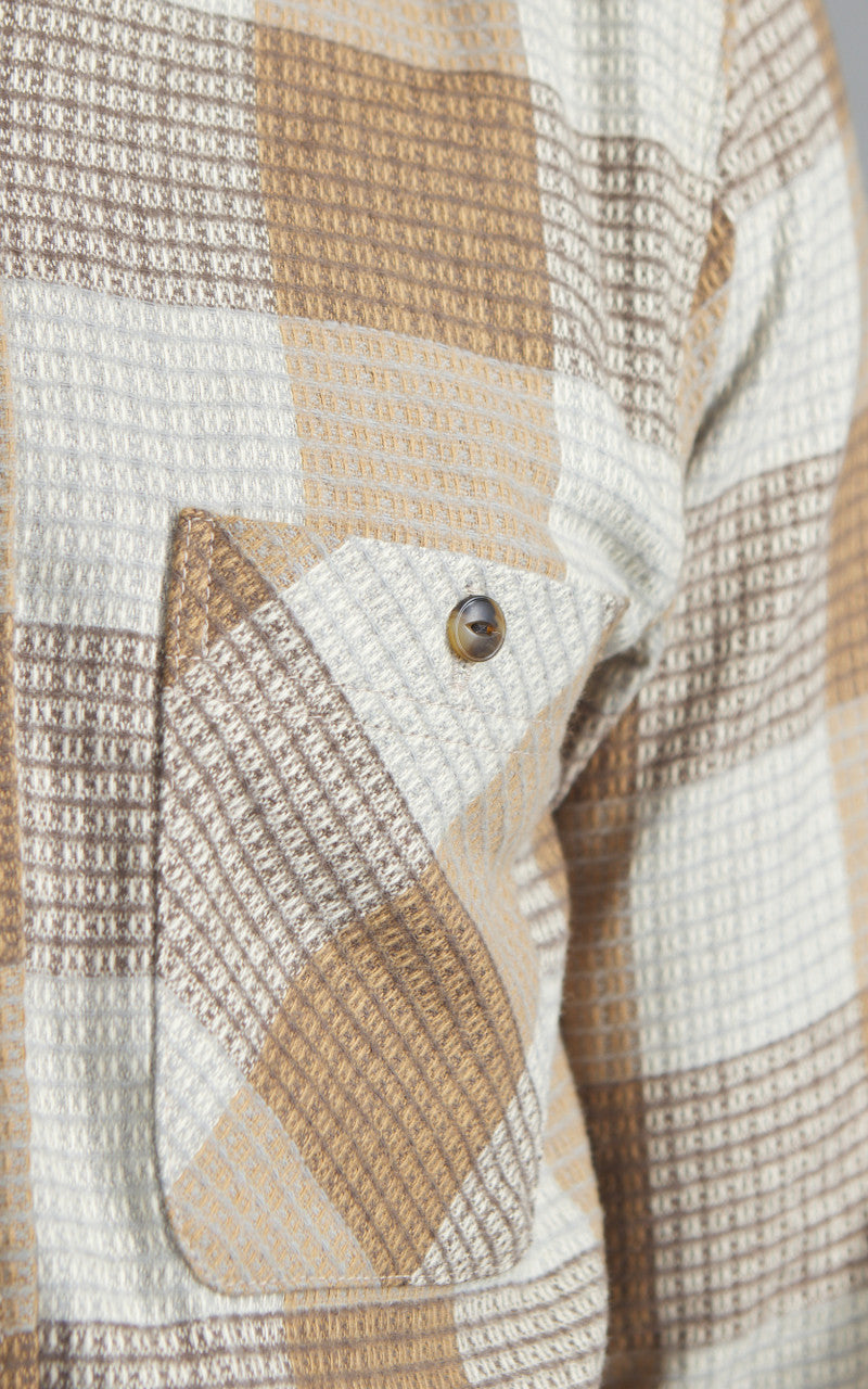 Rogue Territory Oxford Shirt Waffle Plaid Tan