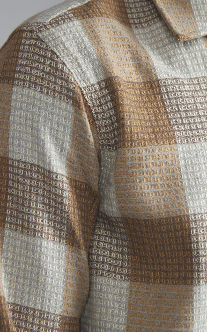 Rogue Territory Oxford Shirt Waffle Plaid Tan