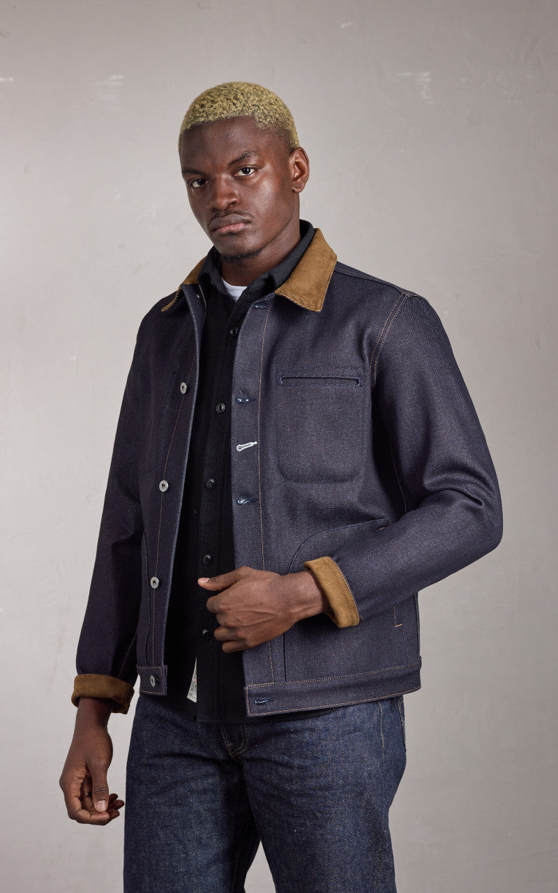 Rogue Territory Supply Jacket Corduroy Collar Selvedge Indigo 22oz