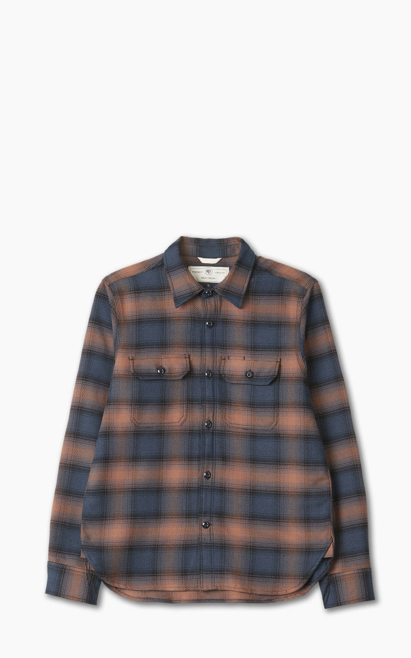Rogue Territory Field Shirt Navy/Blush Ombre Plaid