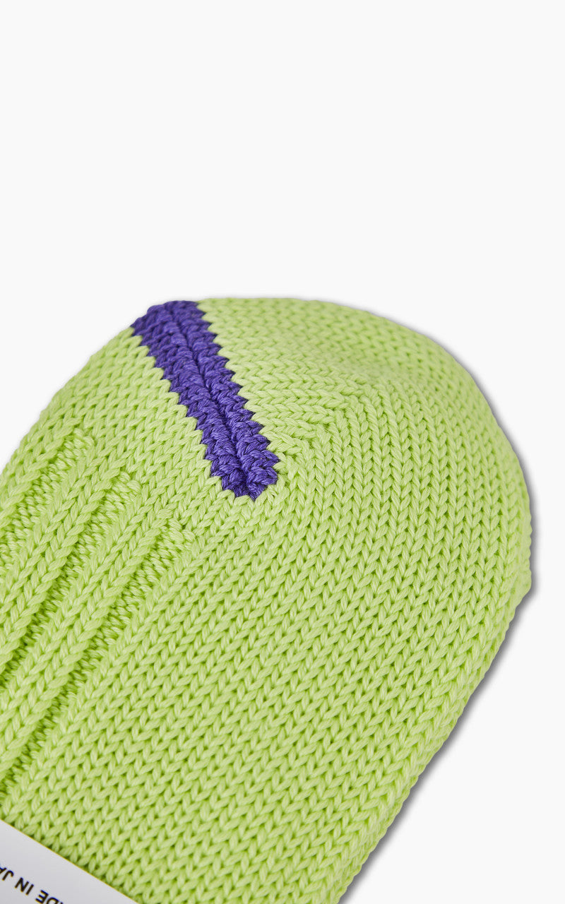 RoToTo R1398 Chunky Ribbed Crew Socks Lime/Purple